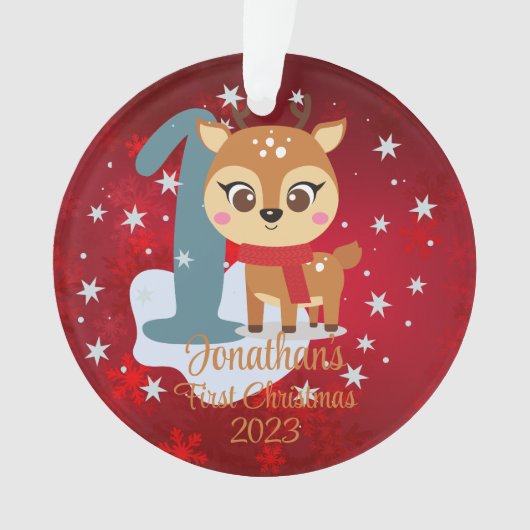 Die niedliche Rentierfarbe des Babys Ornament (Vorderseite)