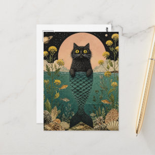 Die niedliche schwarze Meerjungfrau Kitty Postkarte