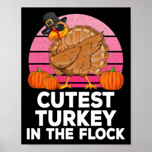 Die niedliche Türkei in der Flock Erntedank Retro Poster
