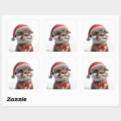 Die Niedliche Weihnachtsfeier Quadratischer Aufkleber (Blatt)