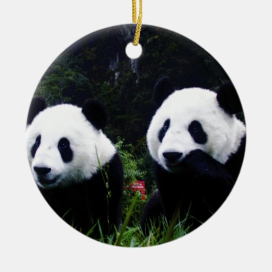 Die niedlichen Panda-Paare Keramik Ornament (Vorne)