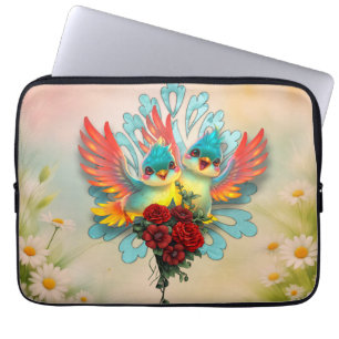 Die niedlichen Vögel guten Spaßes. Laptopschutzhülle