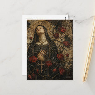 Die Nonne und die roten Rosen Postkarte