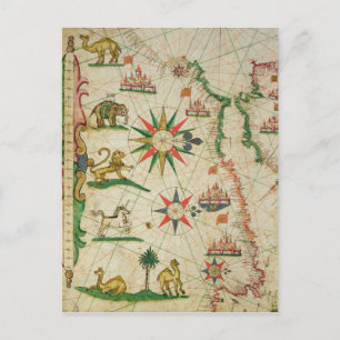 Die Nordafrikanische Küste aus einem nautischen At Postkarte