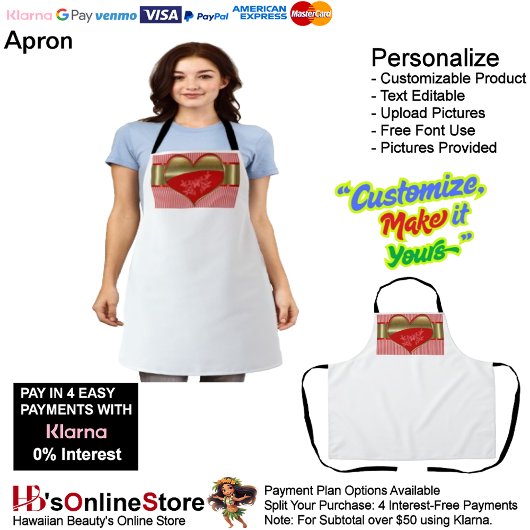 Die Noxen der Herz-Print-Schürze mit weißem Hinter Schürze