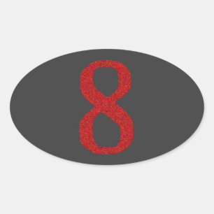 DIE NUMMER 8 IN ROT OVALER AUFKLEBER