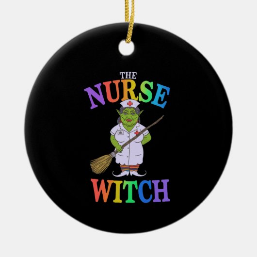 Die Nurse Hexe hat eine unheimlich schöne Hallowee Keramik Ornament (Vorne)