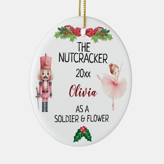 Die Nutcracker & Ballerina mit Individuelle Name u Keramik Ornament (Rechts)