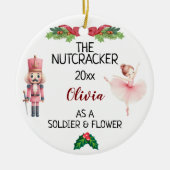 Die Nutcracker & Ballerina mit Individuelle Name u Keramik Ornament (Vorne)
