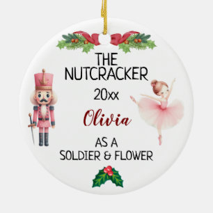 Die Nutcracker & Ballerina mit Individuelle Name u Keramik Ornament