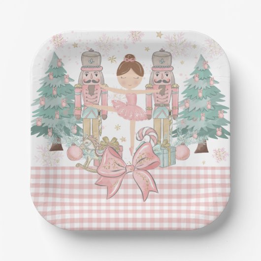 Die Nutcracker Ballett Pastete Blush Pink Weihnach Pappteller (Vorderseite)