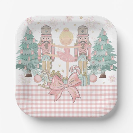 Die Nutcracker Ballett Pastete Blush Pink Weihnach Pappteller (Vorderseite)