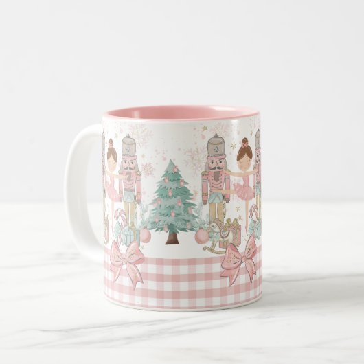 Die Nutcracker Ballett Pastete Blush Pink Weihnach Zweifarbige Tasse (Vorderseite Links)