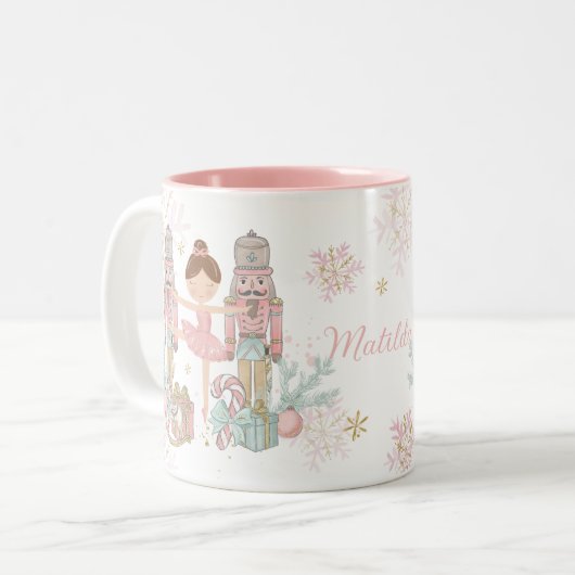 Die Nutcracker Ballett Pastete Blush Pink Weihnach Zweifarbige Tasse (Vorderseite Links)