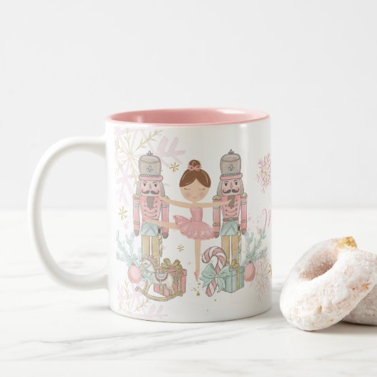 Die Nutcracker Ballett Pastete Blush Pink Weihnach Zweifarbige Tasse (Mit Donut)