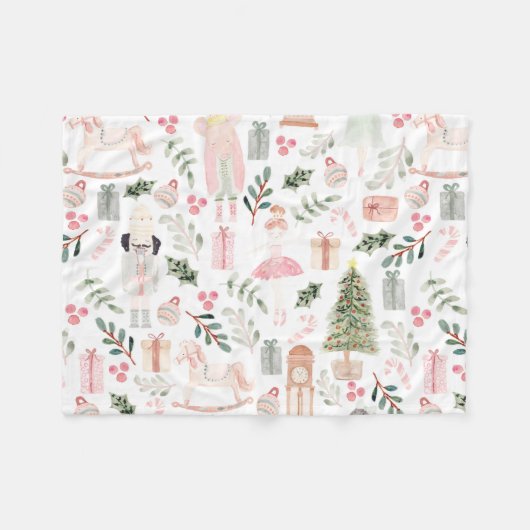 Die Nutcracker Holiday Watercolor Fleecedecke (Vorderseite (Horizontal))