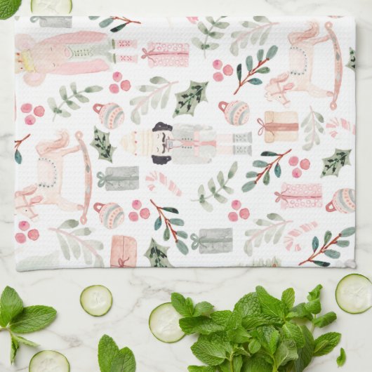 Die Nutcracker Holiday Watercolor Geschirrtuch (Gefaltet)