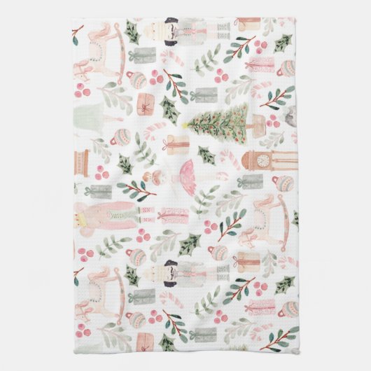 Die Nutcracker Holiday Watercolor Geschirrtuch (Vertikal)
