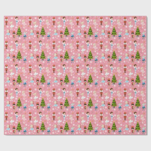 Die Nutcracker-Zeichen rosa Winter Weihnachten Geschenkpapier (Flach)
