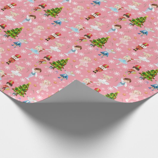 Die Nutcracker-Zeichen rosa Winter Weihnachten Geschenkpapier (Ecke)