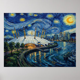 Die O2 Arena unter Londons Sternennacht Poster