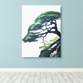 Die Odds besiegen: Bonsai Tree on Cliff Leinwanddruck (Insitu (Holzboden))