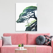 Die Odds besiegen: Bonsai Tree on Cliff Leinwanddruck (Insitu (Wohnzimmer))