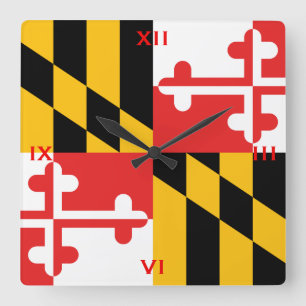 Die offizielle Flagge des Staat von Maryland Quadratische Wanduhr