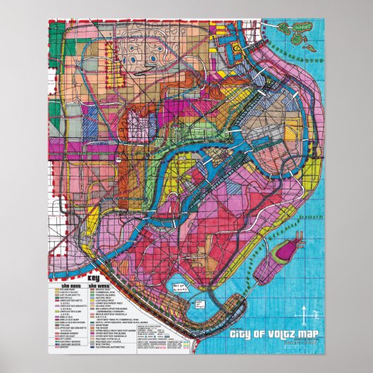 Die Offizielle Stadt Voltz Map Poster (Vorne)