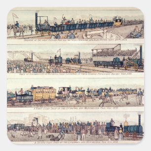 Die Öffnung von Stockton und von Darlington Quadratischer Aufkleber