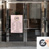 Die Öffnungszeiten Ihres Logos | Rosa Fensteraufkleber (Büro Tür)