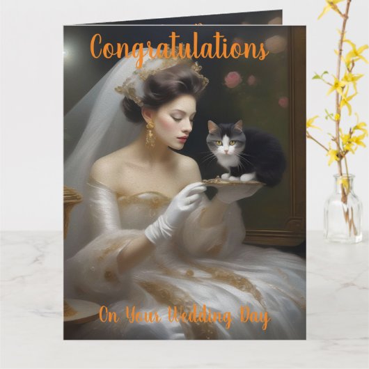 Die Ölfarbe der Katze, die große Hochzeitskarte Karte (Gelbe Blume)