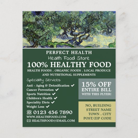 Die Olivenbäume, Van Gogh, Health Food Store Flyer (Vorne)