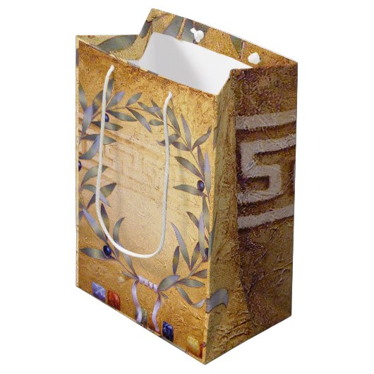 Die olivgrüne Krone Mittlere Geschenktüte (Vorderseite Schrägansicht)