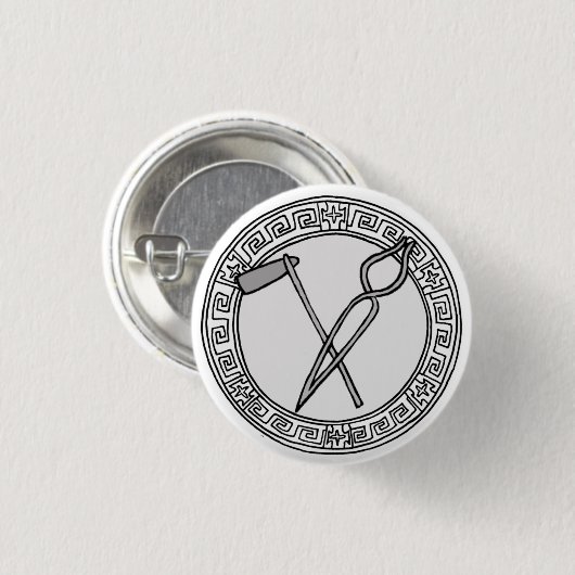 Die Olympier! Hephaistos / Vulkans Symbol Abzeiche Button (Vorne & Hinten)