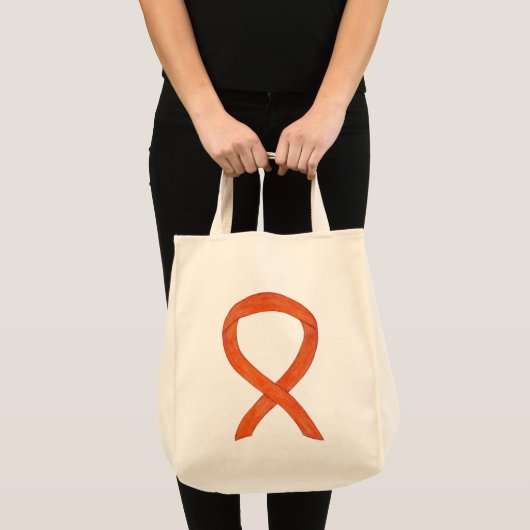 Die Orange Awareness Ribbon Custom Art Toag Tragetasche (Vorderseite (Produkt))