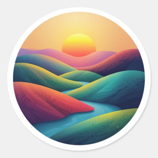 Die Orange Sonne Runder Aufkleber (Vorderseite)