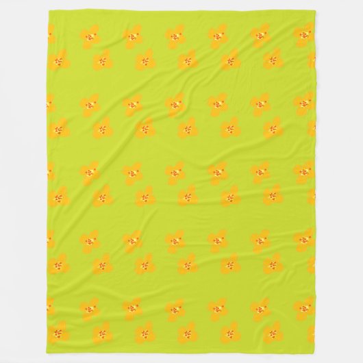 Die orangefarbene Blumen-Decke Fleecedecke (Vorderseite)