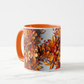 Die orangefarbene Blumen-PD-Zweifarben-Kaffeetasse Tasse (Vorderseite Links)