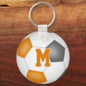 Die orangefarbene Fußballmannschaft färbt Kindersp Schlüsselanhänger (Rückseite)