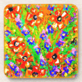 "Die orangen Blume" Niedliche Malerei. Jetzt kaufe Getränkeuntersetzer (Vorderseite)