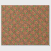 Die Orangen, mit Blumen bestreuten Fäden strukturi Geschenkpapier (Flach)