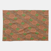 Die Orangen, mit Blumen bestreuten Fäden strukturi Geschirrtuch (Horizontal)