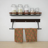 Die Orangen, mit Blumen bestreuten Fäden strukturi Geschirrtuch