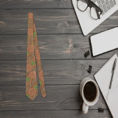 Die Orangen, mit Blumen bestreuten Fäden strukturi Krawatte