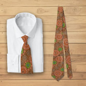 Die Orangen, mit Blumen bestreuten Fäden strukturi Krawatte