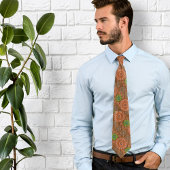 Die Orangen, mit Blumen bestreuten Fäden strukturi Krawatte