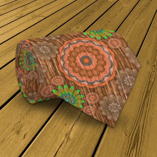 Die Orangen, mit Blumen bestreuten Fäden strukturi Krawatte