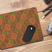 Die Orangen, mit Blumen bestreuten Fäden strukturi Mousepad