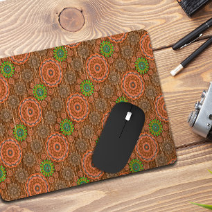 Die Orangen, mit Blumen bestreuten Fäden strukturi Mousepad